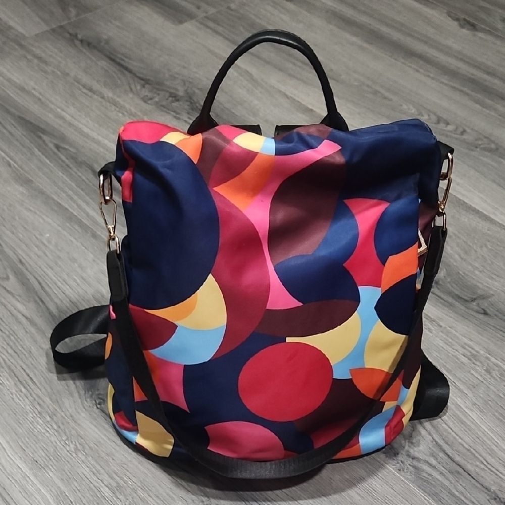 Colorful Satin Multi-Use Lightweight Backpack Purse - Picture 1 of 10